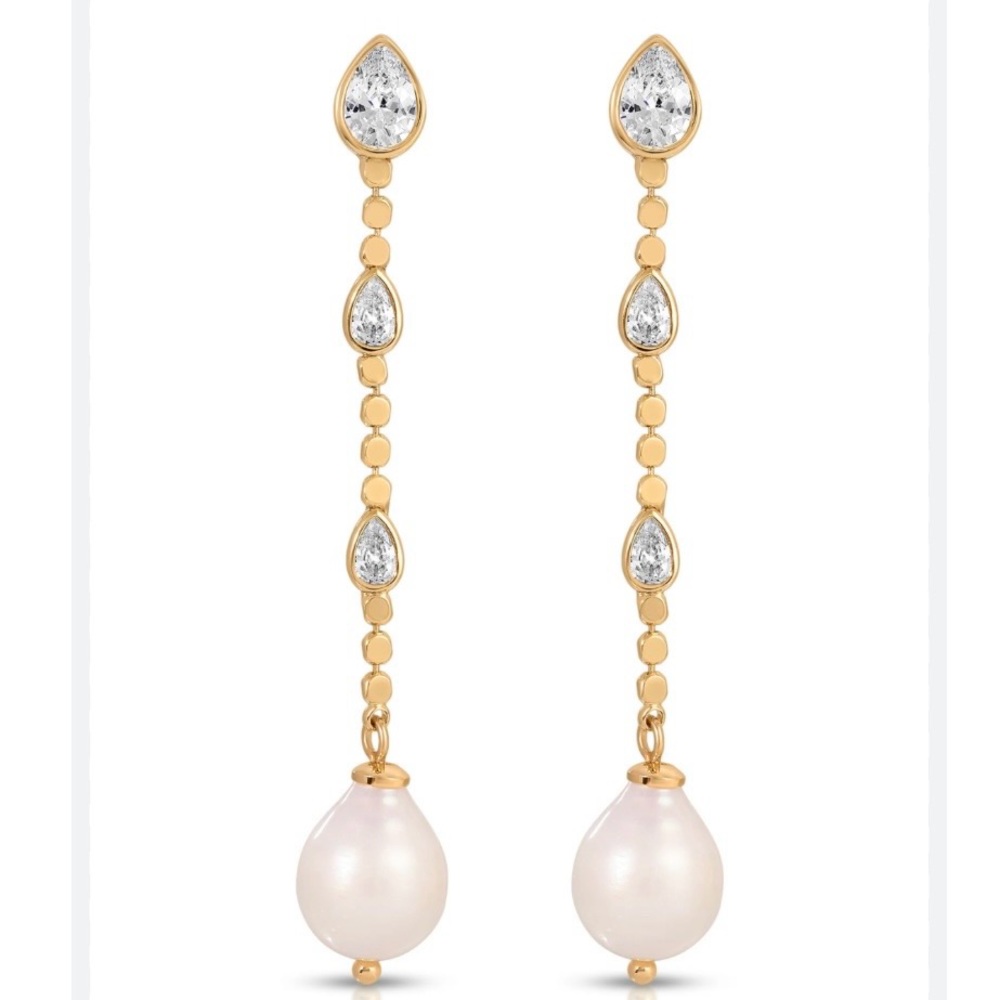 Like New! Ettika Droplet Crystal and Pearl Earrings